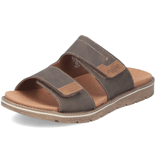 Rieker ‘24394’ – Mens Dual Velcro Fastening Mule Sandal