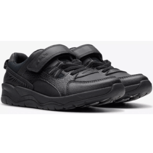 Clarks ‘Clowder Stripe’ – Boys Bungee Laced and Velcro Fastening School Shoe