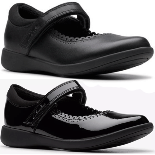 Clarks ‘Etch Pure’ – Girls Velcro Fastening Bar Shoe