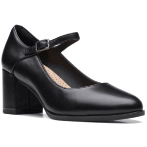 Clarks ‘Freva55 Strap’ – Womens Buckle Fastening Block Heel Shoe