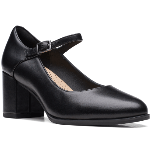 Clarks ‘Freva55 Strap’ – Womens Buckle Fastening Block Heel Shoe