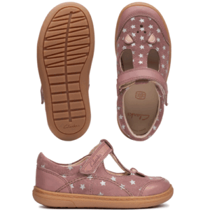 Clarks ‘Flash Mouse’ – Girls Velcro Fastening T-Bar Shoe