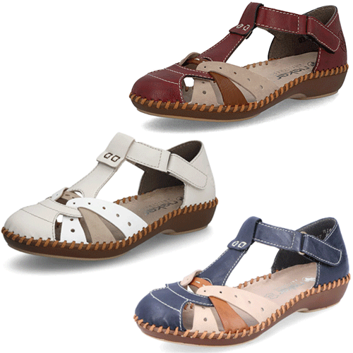 Rieker ‘M1655’– Womens Velcro Fastening Closed Toe Sandal