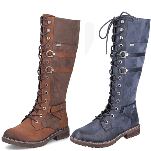 Rieker ‘94732’ – Womens Lace-up and Zip Fastening Knee High Boot